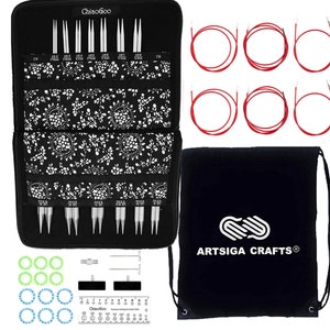 PreOwned like New ChiaoGoo Twist Red Lace 5-Inch & 4-Inch Interchangeable Circular Knitting Needle Set + 1 Artsiga Crafts Project Bag