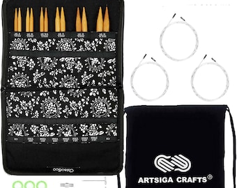 PreOwned like New ChiaoGoo Spin Bamboo Lace 5-Inch & 4-Inch Interchangeable Circular Knitting Needle Set + 1 Artsiga Crafts Project Bag
