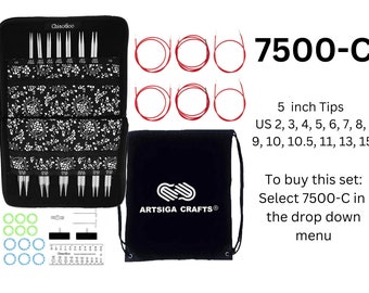 PreOwned like New ChiaoGoo Twist Red Lace 5-Inch & 4-Inch Interchangeable Circular Knitting Needle Set + 1 Artsiga Crafts Project Bag