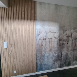 Panneaux acoustiques cannelés - lattes sur feutre beige, couleurs bois