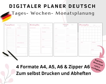 Daily Planner, Weekly Planner, Monthly Planner, Printable Planner, Planner Set, Planner Inserts, Instant Download, Tracker, A4/A5/A6/Zipper, PDF4
