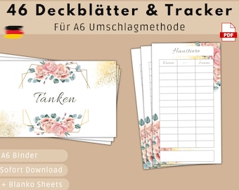Folhas de rosto de orçamento de 46 páginas (painéis) + rastreador para envelopes A6 Método de envelope em fichário de orçamento, download de PDF digital, 7