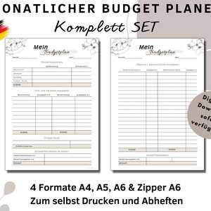 Budget planner German, fixed costs for binder, savings tracker, financial planner German to print out, household book, PDF A4, A5 & A6