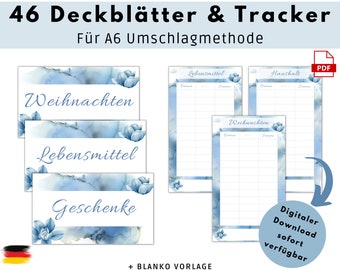 46 Pages Budgeting Cover Sheets (Dashboards) + Tracker for A6 Envelopes Envelope Method in Budget Binder, Digital PDF Download, 2