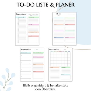 To-Do Listen Vorlagen, Tages- Wochen- Monatsübersicht, Druckbare Checkliste im PDF Format, A4, A5, A6 und Umschlagmethode6 Bild 2