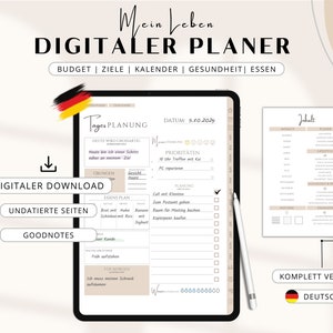 Digital Planner German Budget Planning Undated Journaling Goodnotes Calendar iPad Daily Planner Goals PDF Printable ADHD Template
