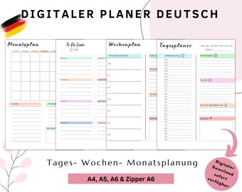 Daily Planner, Weekly Planner, Monthly Planner, Printable Planner, Planner Set, Planner Inserts, Instant Download, Tracker, A4/A5/A6/Zipper, PDF1