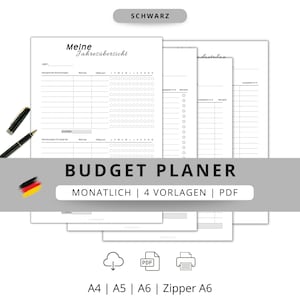 Planista budżetu w języku niemieckim, stałe koszty segregatora, narzędzie do śledzenia oszczędności, planista finansowy w języku niemieckim do wydrukowania, książka budżetowa, PDF A4, A5 i A6, pobierz2