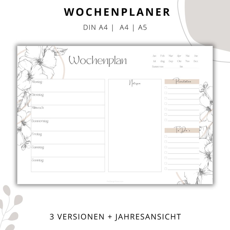 Weekly Planner, Daily Planning, A3, A4, A5 Printable Planner, Planner ...