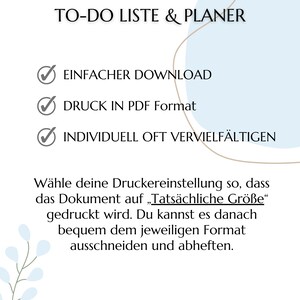 To-Do Listen Vorlagen, Tages- Wochen- Monatsübersicht, Druckbare Checkliste im PDF Format, A4, A5, A6 und Umschlagmethode6 Bild 6