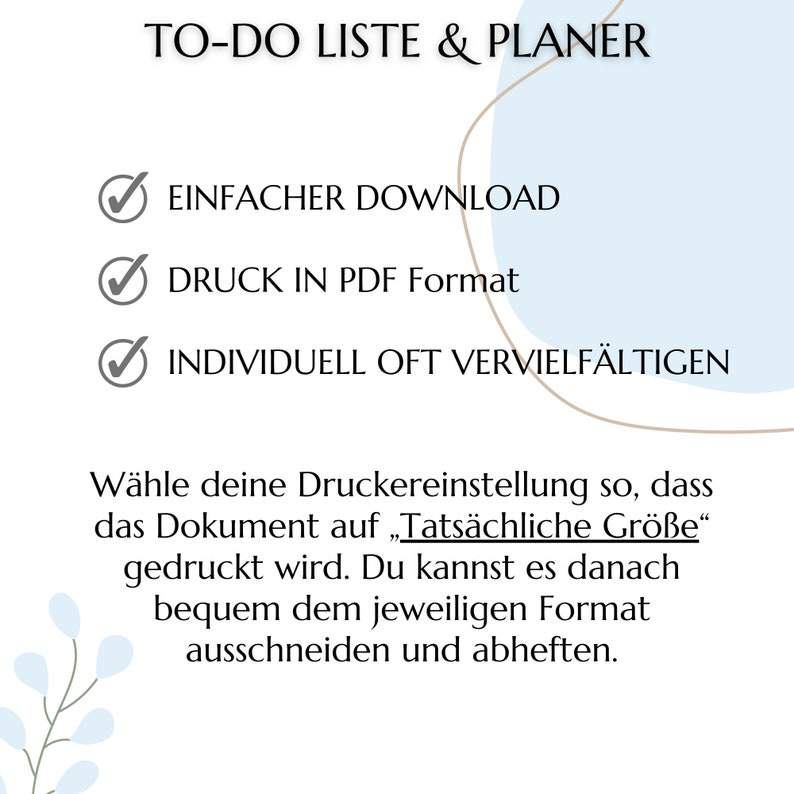 To-Do Listen Vorlagen, Tages- Wochen- Monatsübersicht, Druckbare Checkliste im PDF Format, A4, A5, A6 und Umschlagmethode6 Bild 6