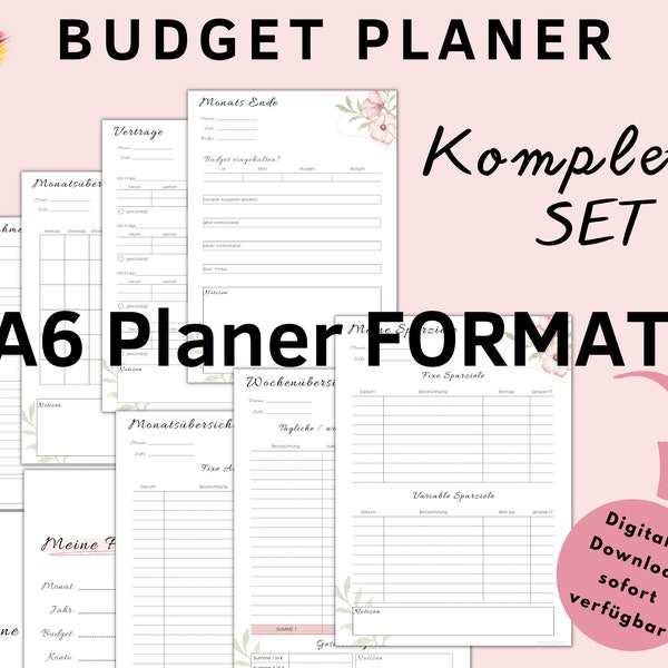 A6, Budget Planner German, Fixed Costs, Budget Planner German, Budget German, Budget Month, Financial Planner German, Budget Book, PDF, 2