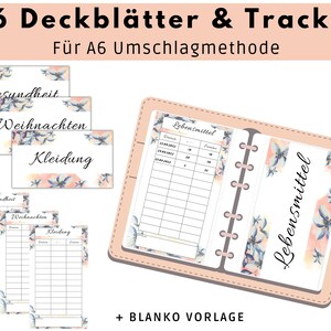 46 Deckblätter (Dashboards) + Tracker für A6 Umschläge Umschlagmethode im Budget Binder, Digitaler PDF Download, Deutsch