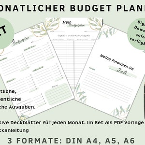Budget planner German, fixed costs, budget planner German, budget German, budget month, financial planner German, budget book, PDF A4, A5 & A63