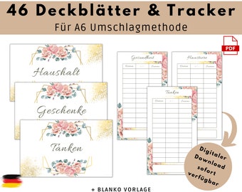 46 Pages Budgeting Cover Sheets (Dashboards) + Tracker for A6 Envelopes Envelope Method in Budget Binder, Digital PDF Download, 3