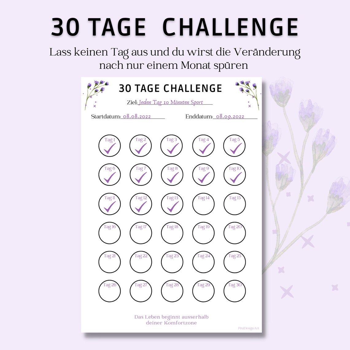 30 Tage Challenge Tracker Druckbarer Gewohnheits-tracker - Etsy