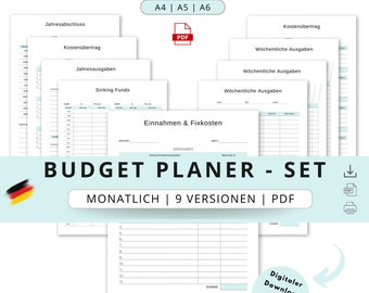 Budget Planner SET German, template for beginners, financial planner, monthly, savings tracker, budget book, money management, PDF A4, A5 & A63