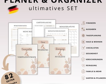 Mega planner set, household plan, budget plan, cleaning plan, financial tracker, daily planning, garden plan and much more. German, download, template A4 A5 print