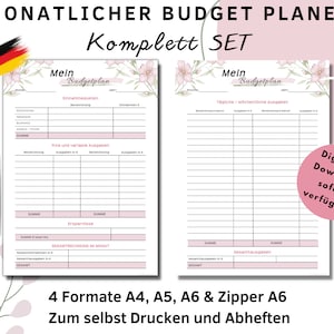 Budget planner German, fixed costs, budget planner German, budget German, budget month, financial planner German, budget book, PDF A4, A5 & A6
