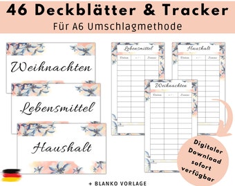 46 Pages Budgeting Cover Sheets (Dashboards) + Tracker for A6 Envelopes Envelope Method in Budget Binder, Digital PDF Download, 1