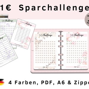 1 Euro Challenge Savings Challenge A6 for Budget Planner Binder a6 | cash stuffing | Printables| Print | Envelope Method | SetPDF
