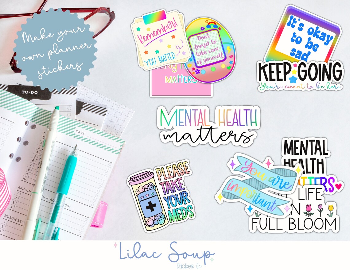 Mental Health Stickers, Digital Download, Planner Stickers Printable ...
