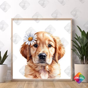 Baby Golden Retriever Nursery Print Digital Download Farm Animal Wall Art Instant Download Golden Retriever Puppy Nursery Decor Artsy