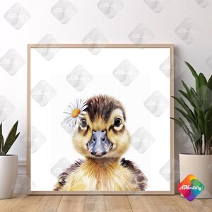 Baby Duck Nursery Print Digital Download Farm Animal Wall Art Instant Download Duckling Nursery Decor Artsy