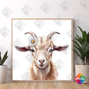 Baby Goat Art Print Nursery Print Digital Download Farm Animal Wall Art Instant Download Baby Billy Goat Art Print Nursery Decor Artsy