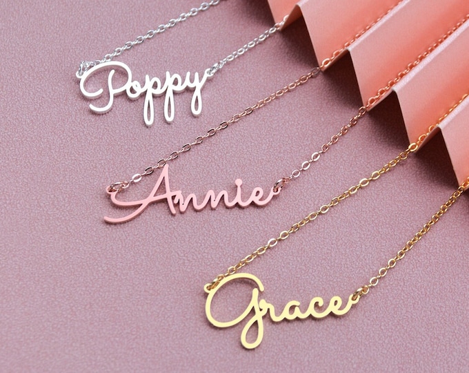 Personalized Custom Name Necklace, Cursive Name Necklace, Gold Name Necklace, Birthday Gift for Her, Anniversary Gifts, Mothers Day Gift