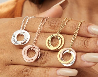 Custom Engraved Name Necklace, Personalized Circle Name Necklace, 18k Gold Plated Name Necklace, Birthday Gift, Anniversary Gift, Mom Gifts