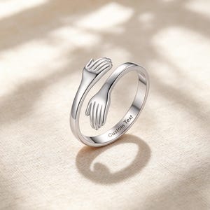 Personalized Hug Ring, Engraved Text Ring, Custom Inside Message Ring, Adjustable Ring, Anniversary Gift, Xmas Gift For Her,Couple Love Gift