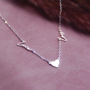 Collier de nom avec coeur, collier double nom, collier personnalisé à deux noms, collier de couple, cadeau pour femme, cadeaux personnalisés, cadeau de mère image 4