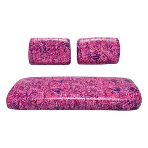 Funda de repuesto para asiento de carrito de golf EZGO Marathon, vinilo marino premium, costura de 5 paneles, fácil de instalar, bicolor, camuflaje rosa