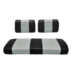 Club Car Pre-2000 DS Golf Cart - Front Bench Seat - Premium Marine Vinyl - 5 Panel Stitching - Staple On Installation - Black & Silver