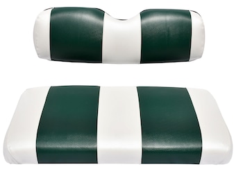 EZGO TXT Golf Cart Seat Cover Replacement  Premium Marine Vinyl - 5 Panel Stitching - Easy to Install - White & Green