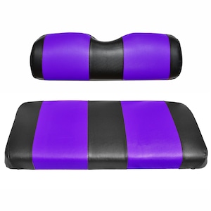 Club Car DS Post-2000 Golf Cart Seat Cover Replacement Premium Marine Vinyl - 5 Panel Stitching - Easy to Install - Black & Purple