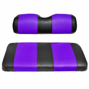 Club Car Precedent ゴルフカート シートカバー 交換用 プレミアム マリン ビニール - 5 パネル ステッチ - 取り付け簡単 - ブラック & パープル