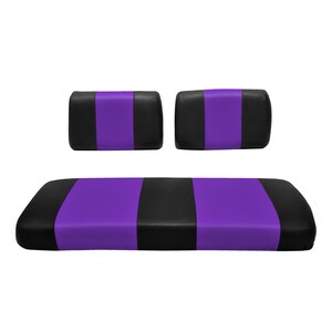 クラブ カー キャリー ゴルフ カート シート カバー 交換用 プレミアム マリン ビニール - 5 パネル ステッチ - 取り付け簡単 - ブラック & パープル