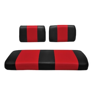 Wózek golfowy Club Car DS sprzed 2000 r. - Przednia ławka - Premium Marine Vinyl - 5-panelowe przeszycia - Montaż zszywkami - Czarny i czerwony