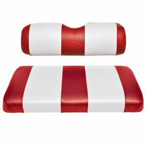 ユニバーサルリアゴルフカートシートカバー交換用プレミアムマリンビニール - 5パネルステッチ - 取り付け簡単 - レッド＆ホワイト