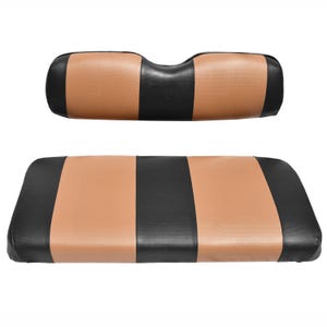 Club Car DS Pokrowiec na siedzenie wózka golfowego po 2000 r. Wymienny Premium Marine Vinyl - 5-panelowe przeszycia - Łatwy w montażu - Czarny i jasnobrązowy
