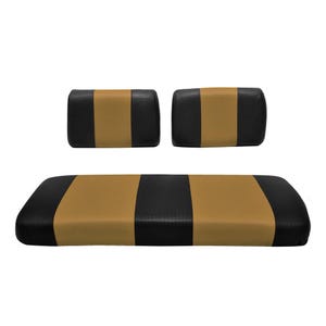 Wózek golfowy Yamaha G-2/G-9 - Przednia ławka - Premium Marine Vinyl - 5-panelowe przeszycia - Montaż zszywkami - Czarny i jasnobrązowy