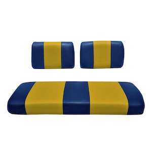 Pokrowiec na siedzenie do wózka golfowego Club Car Carry Premium Marine Vinyl - wymienny - 5-panelowe przeszycia - łatwy w montażu - niebieski i złoty