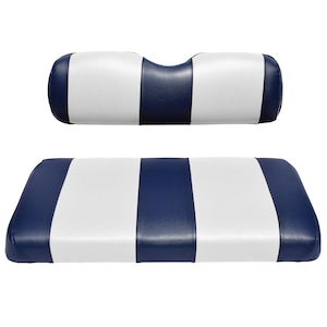 Uniwersalny pokrowiec na tylne siedzenie wózka golfowego Premium Marine Vinyl - wymienny - 5-panelowe przeszycia - łatwy w montażu - niebieski i biały