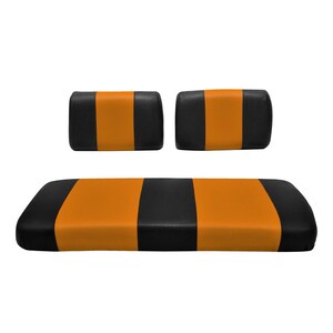 Wózek golfowy Yamaha G-2/G-9 - Przednia ławka - Premium Marine Vinyl - 5-panelowe przeszycia - Montaż na zszywki - Czarny i pomarańczowy