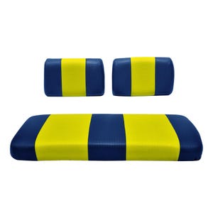 Yamaha G-16/G-22 Golf Cart Seat Cover Replacement - na przednią ławkę - Premium Marine Vinyl - 5 Panel Stitching - Niebieski i żółty