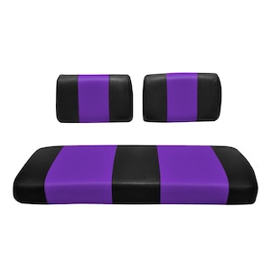 Yamaha G-16/G-22 Golf Cart Seat Cover Replacement - for Front Bench Seat - Premium Marine Vinyl - 5 Panel Stitching - Black & Purple