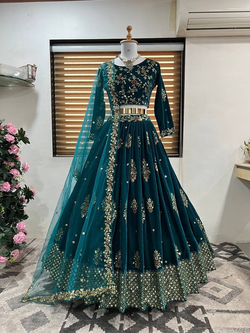 Velvet lehenga choli designs sales