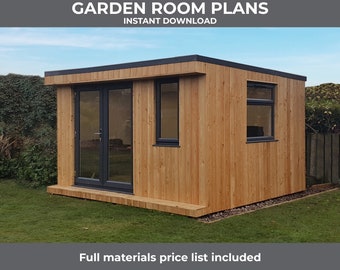 Garden Room Plans. 4x3 metre Garden Room with french doors – Including a materials price list. DIY Garden Room, Garden office